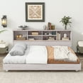 thumbnail image 1 of DeeHome Full Size Daybed Frame with Storage Bookcases,White Oak, 1 of 9