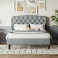 thumbnail image 1 of DeeHome Full size Adjustable Headboard with Fine Linen Upholstery and Button Tufting for Bedroom, Wave Top Light Gray, 1 of 9