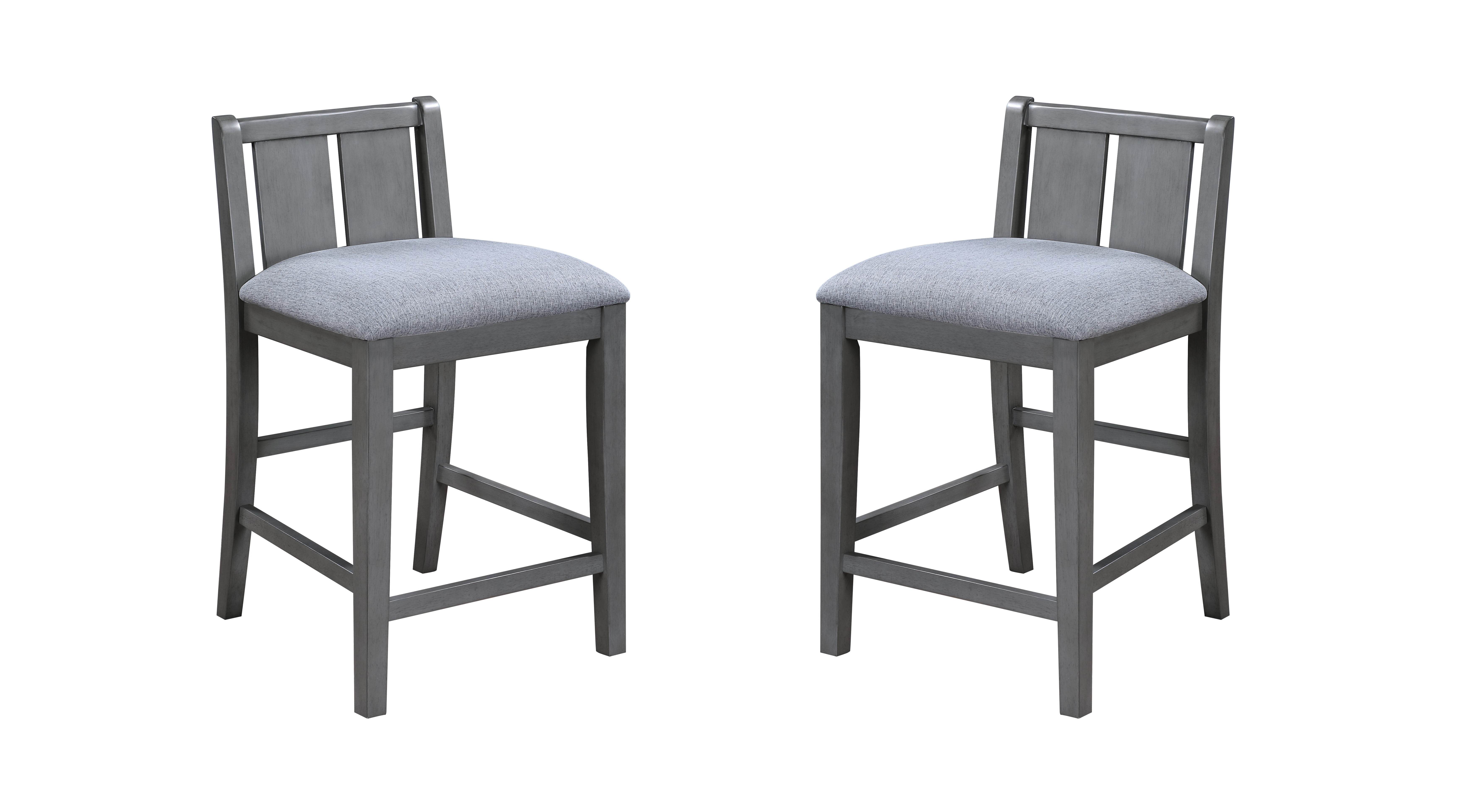 Graham Gray Upholstered Wood Low Back Counter Chairs, Set of 2
