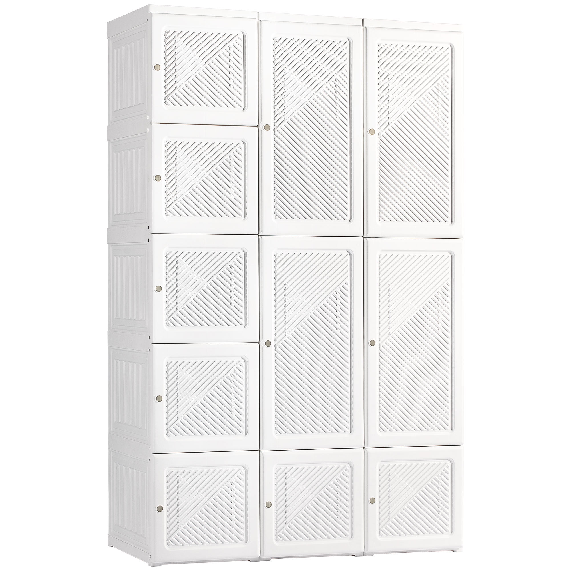 White Modular Portable Wardrobe Closet with Cube Compartments