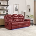thumbnail image 1 of DeeHome Home Theater Seating Manual Recliner Chair with Center Console and LED Light Strip for Living Room, Wind Red, 1 of 9