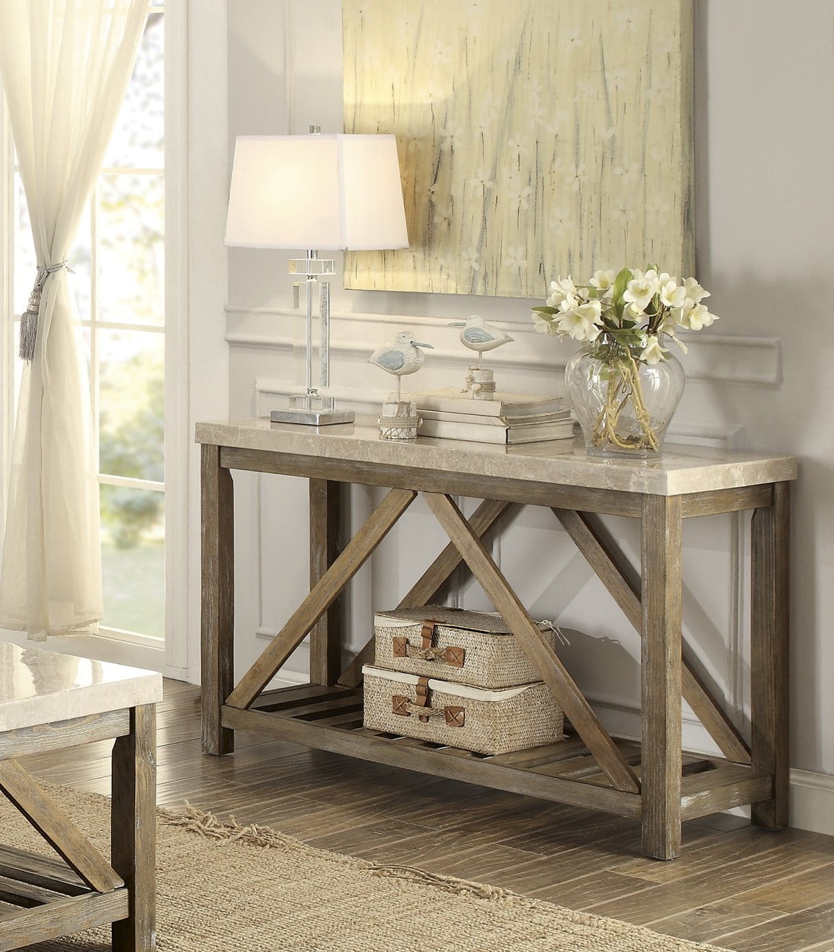 DeeHome Industrial Style Angled Support 1pc Sofa Table with Bottom ...