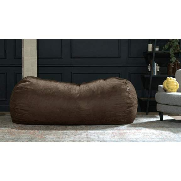 DeeHome Jasper Traditional 8 Foot Cylindrical Suede Bean Bag, Brown