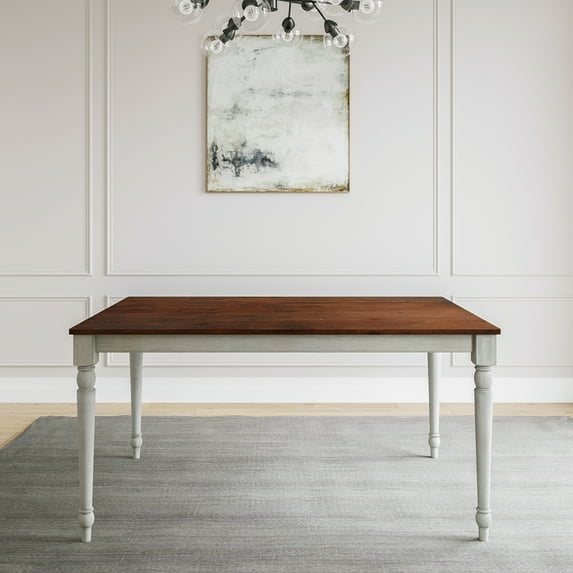 DeeHome Lafayette Medium Brown and White Wood Dining Table