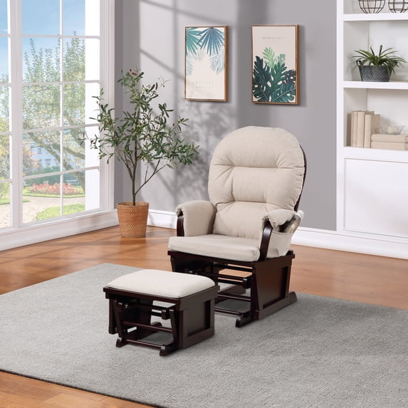 DeeHome Madison Glider & Ottoman Espresso/Latte