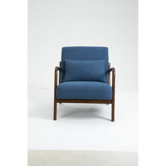 DeeHome Mid Century Modern Accent Chair with Wood Frame, Upholstered Living Room Chairs with Waist Cushion, Reading Armchair for Bedroom Sunroom