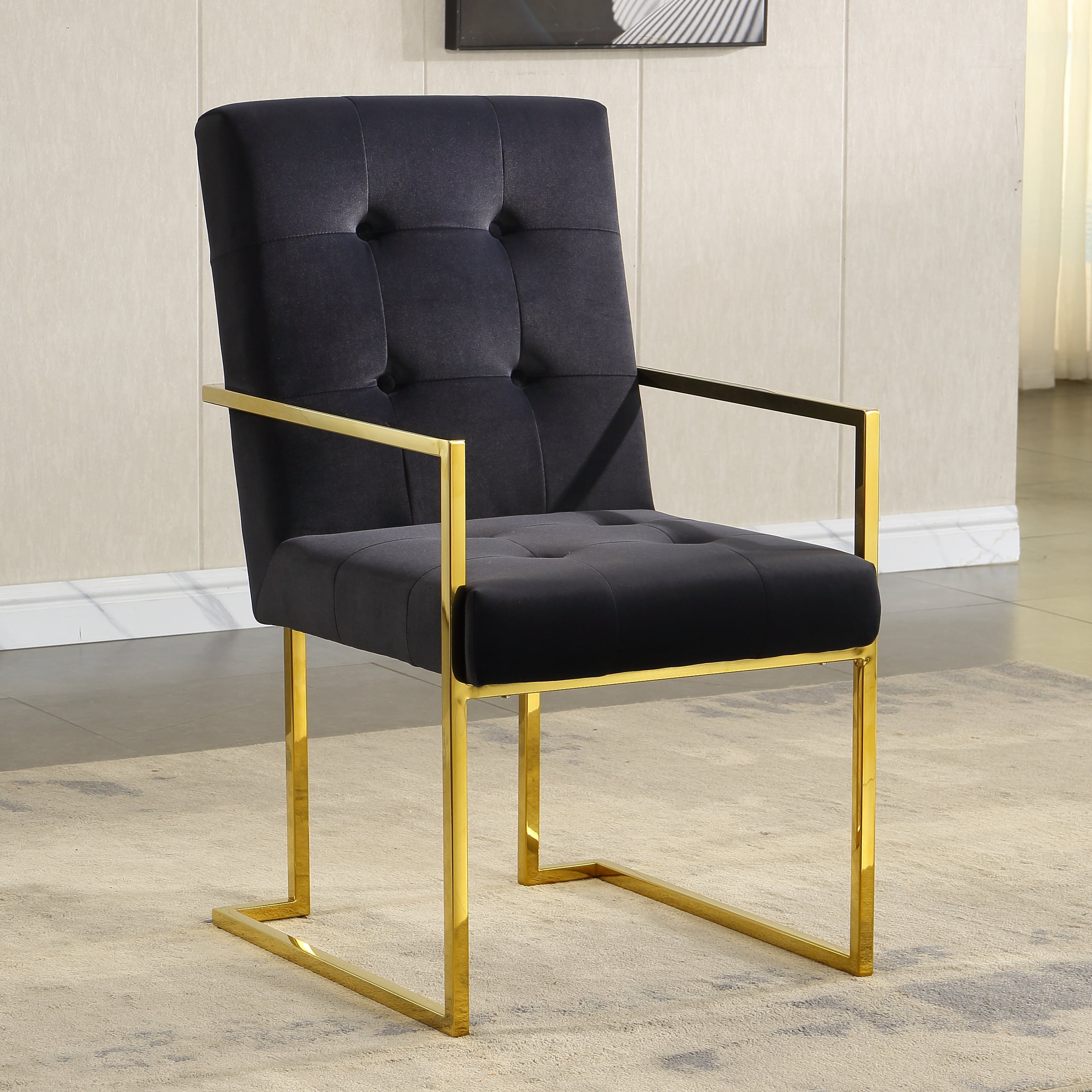 Simple living retro velvet dining arm chair set of 2 dining chairs