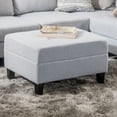 thumbnail image 1 of Grey Fabric Ottoman: Versatile Upholstered Footstool, Extra Seating, or Side Table for Living Room, 1 of 9