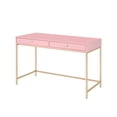 thumbnail image 1 of DeeHome Pink High Gloss and Gold 2-drawer Writing Desk, 1 of 7