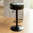 thumbnail image 1 of DeeHome Round Storage Bar Stool Set of 2, Black Faux Leather Height Adjustable Barstool, 360°Counter Height Swivel Stool, Armless Bar Chair with Metal Frame for Kitchen Counter Dining Living Room, 1 of 1