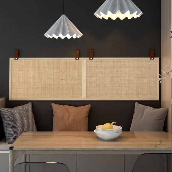 DeeHome Short double decorative panel,Head board,Natural Rattan, for Bedroom, Living Room,Hallway