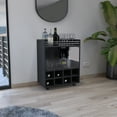 thumbnail image 1 of DeeHome St Andrews Bar Cart with Built-In 8-Bottle Rack, Double Glass Door Cabinet, and Aluminum-Edged Top Surface, 1 of 7