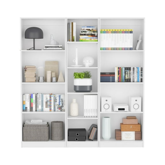 DeeHome Trues 3 Piece Living Room Set with 3 Bookcases, White