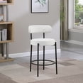 thumbnail image 1 of DeeHome Woker Furniture Modern Counter Height Stools Set of 2, Uphsoltered 26" Seat Height Barstools with Black Metal Legs Round Low Back Kitchen Stools with Footrest for Dining Room, White, 1 of 7