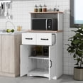 thumbnail image 1 of DeeHome Wooden Kitchen Cabinet White Pantry Storage Microwave Cabinet with Storage Drawer, 1 of 9