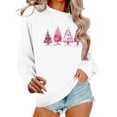 thumbnail image 1 of DeeHomeMo Women Christmas Sweatshirt Round Neck Long Sleeve Pullover Relaxed Fit Drop Shoulder Ribbed Hem Multiple Pine Tree Print Tops for Holiday Daily Outfits White,L, 1 of 6