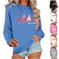 thumbnail image 1 of DeeHomeMo Women Christmas Sweatshirt Round Neck Long Sleeve Pullover Relaxed Fit Drop Shoulder Ribbed Hem Multiple Pine Tree Print Tops for Holiday Daily Outfits Black,L, 1 of 7