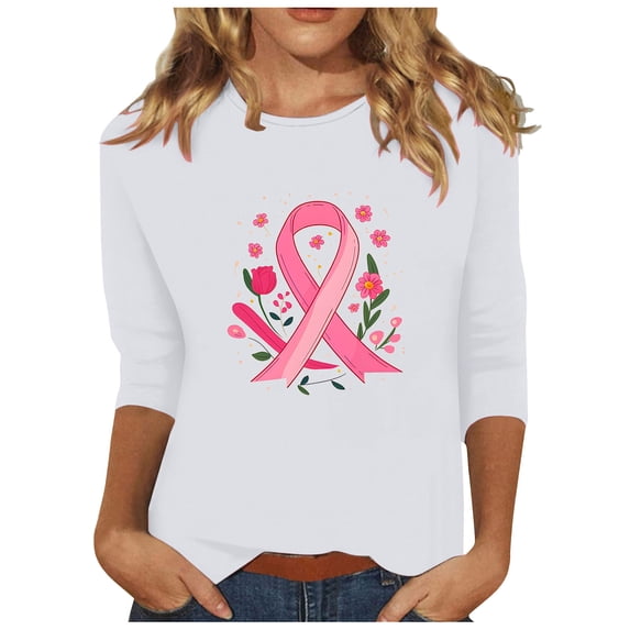 DeeHomeMo Women's 3/4 Sleeve Round Neck T-Shirt, Flower Tulip Awareness ...