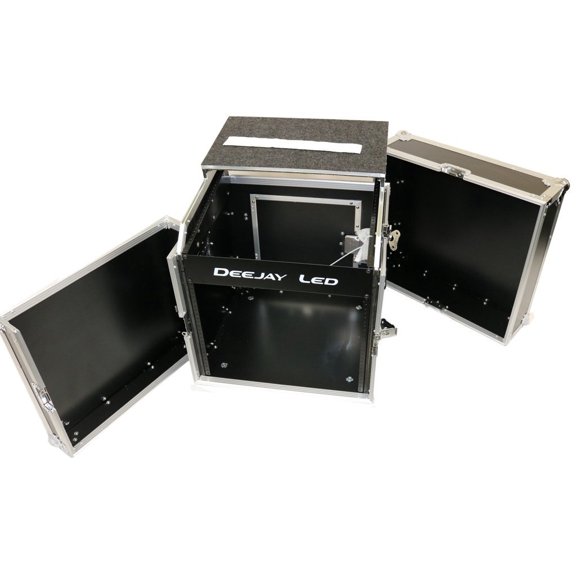 DeeJay LED TBHM8ULT Fly Drive Rack Case 8U-Space Ideal for DJ Amplifiers with Laptop Shelf