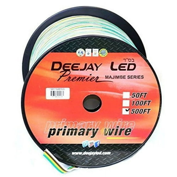 Deejay LED 500-foot 4-conductor 16 Gauge Primary Stranded Cable Ideal For Accessory Hookups Three Conductors, Yellow,Brown And Green Are Bonded Together Making It Easier To Route DEEJAY LED TBH164B500