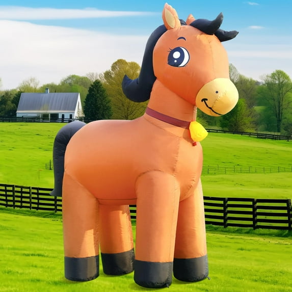 DeeKom 6ft Inflatable Horse, Medium, Brown, PVC