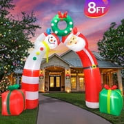 DeeKom 8' Christmas Inflatable Decorations, Xmas Blow Up Archway, LED Lights, Outdoor Lawn Yard
