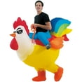 thumbnail image 1 of DeeKom Costume Riding Rooster Yard Inflatables, Yellow, 1 of 6