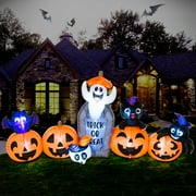 DeeKom 8' Halloween Inflatable Pumpkins Decorations, Blow up Decor with LEDs