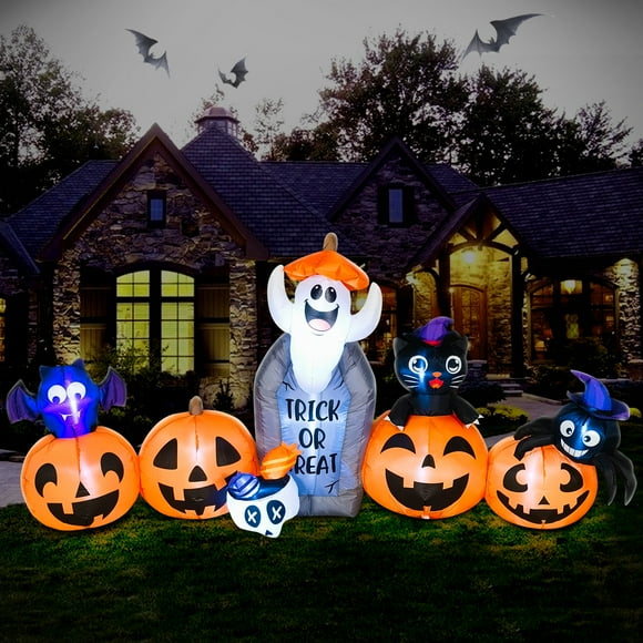 DeeKom 8' Halloween Inflatable Pumpkins Decorations, Blow up Decor with LEDs