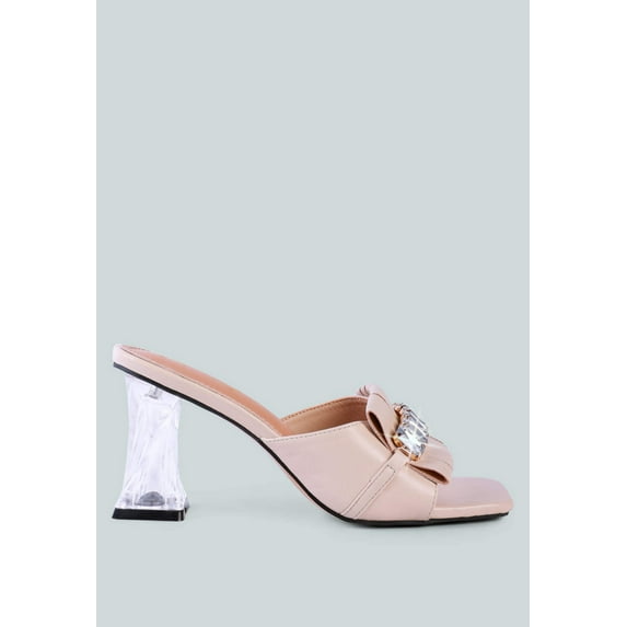 Deeba Diamante Embellishment Clear Spool Heel Sandals