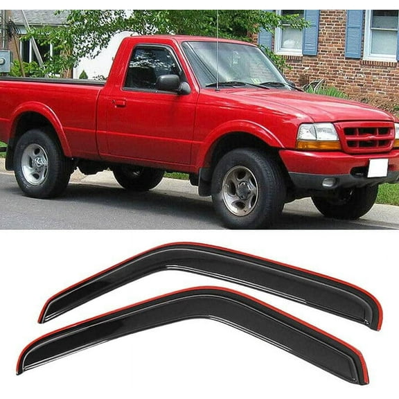 Deebior 92083 2pcs in Channel Dark Smoke Tinted Sun Rain Guard Wind Deflector Window Visors Wind Deflectors Compatible with 1993-2011 Ranger 92083