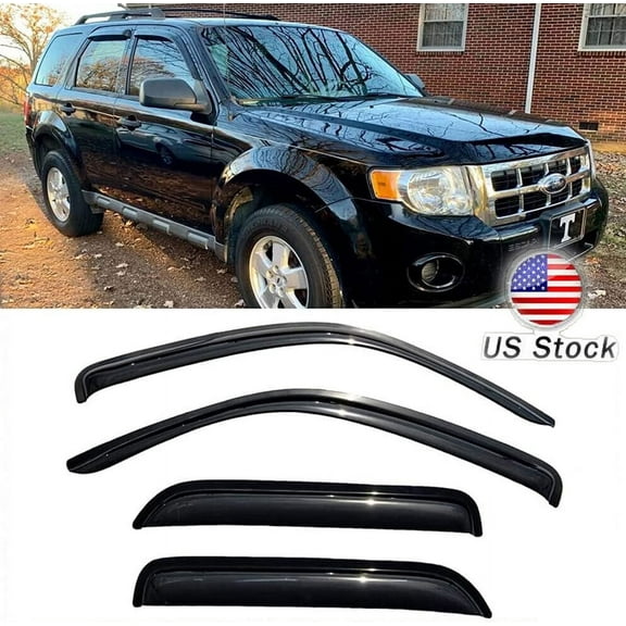 Deebior 94059 Ventvisor 4pc Side Window Visors, Outside Mount Rain Guards Set, Vent Shade Deflectors fit for 2001-2012 Ford Escape 2008-2011 Mazda Tribute 2005-2011 Mercury Mariner