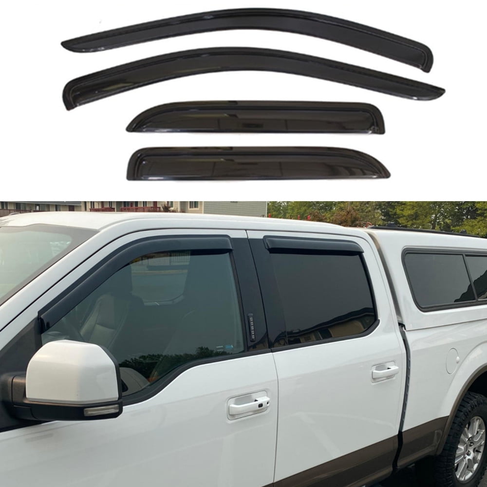 FOR 2015-2020 FORD F150 SUPERCREW CAB WINDOW VISOR WIND DEFLECTOR RAIN SHADE BLK