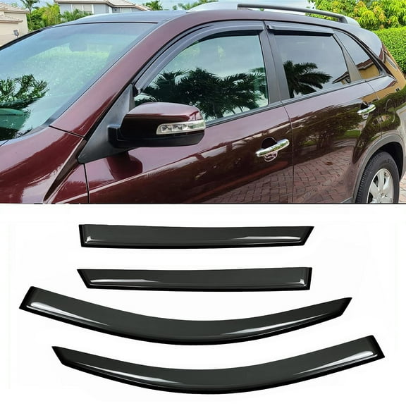 Deebior Original Side Rain Guards, 4pcs Outside Mount Tape-On Nice Wind Deflector Set, Window Visors fit for 2011-2015 Kia Sorento 94187