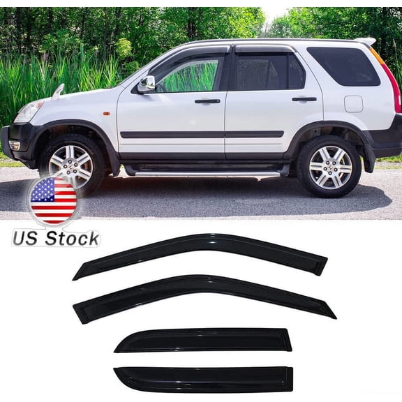 Deebior Original Ventvisor 4pcs Side Window Visors, Outside Mount Good Looking Tape-On Rain Guards Set, Vent Shade Deflectors Compatible with 2002-2006 Honda CR-V 94459