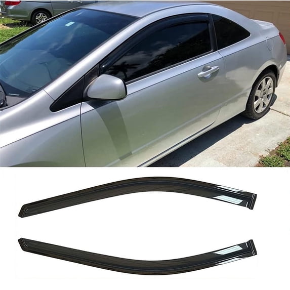 Deebior92410 Original Side Window Wind Deflector,2pc Outside Mount Style Nice Sun Rain Guards Set,Vent Visor fit for 2006-2011 Honda Civic Coupe