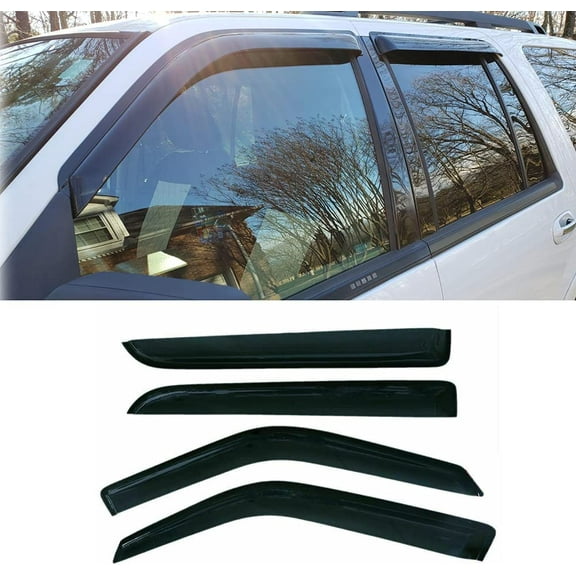 Deebior94233 Original Side Window Wind Deflector,4pcs Out-Channel Tape-On Rain Deflector Guards Set, Compatible with 97-17 Ford Expedition 98-17 Lincoln Navigator