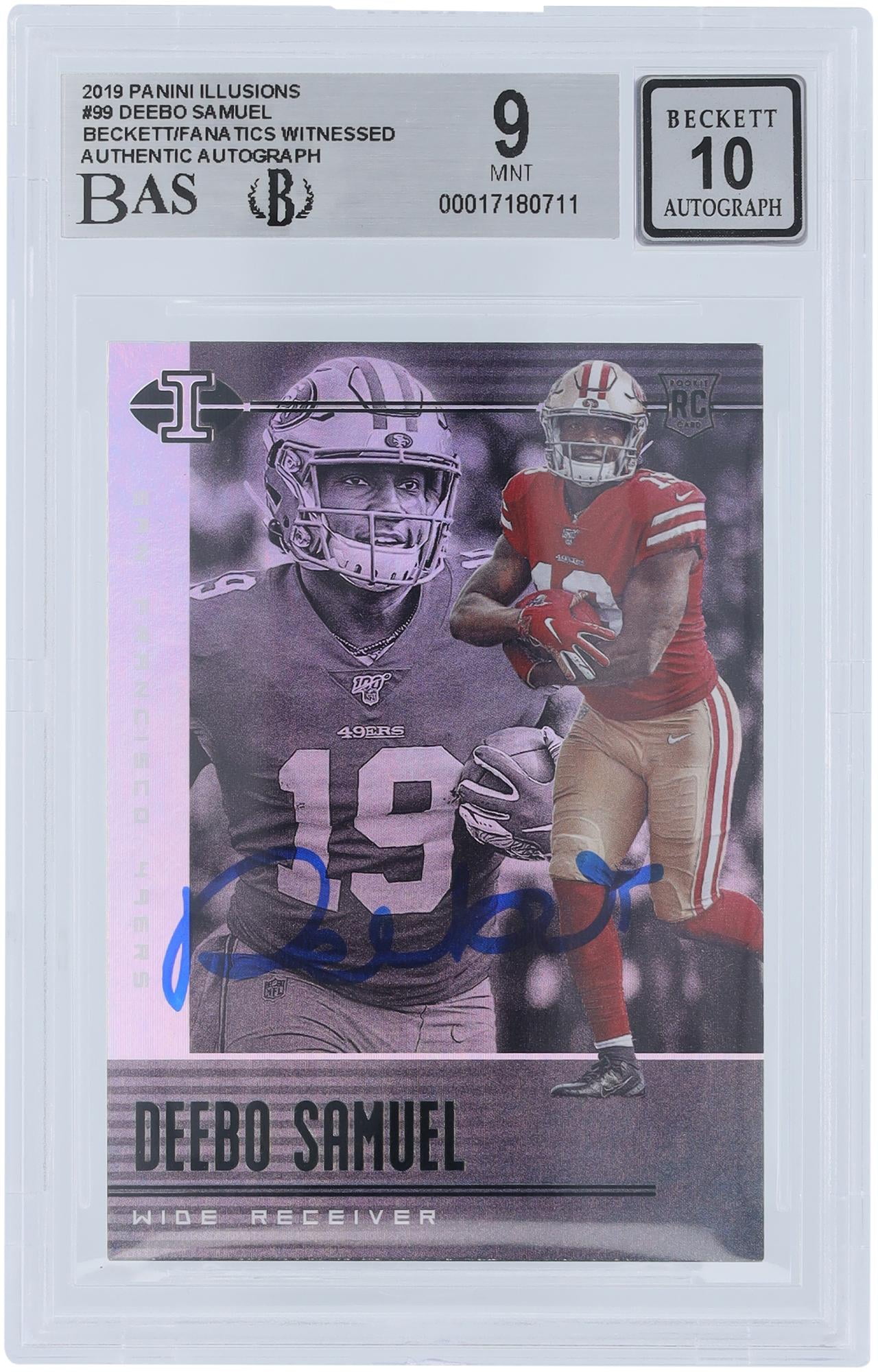 Deebo Samuel San Francisco 49ers Autographed 2019 Panini Illusions Retail #99 Beckett Fanatics Witnessed Authenticated 9/10 Rookie Card - Fanatics Authentic Certified