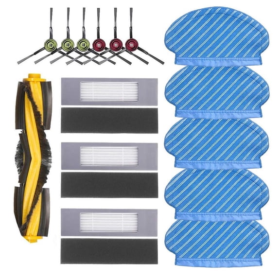 Deebot 920 950 Compatible Vacuum Accessories Kit | Replacement Roller Brush, 5 Rags, 6 Side Brushes, 3 Sponges | Striped Brooms Assembly | Easy Install | Complete Maintenance Set