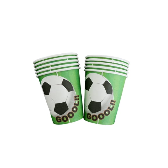 Deeceymbur 10 Pack Disposable Soccer Themed Paper Cups Drink Cups for Sports Birthday Party Game Day Celebration Supplies Decorations Bulk Picnic Beverage Tableware