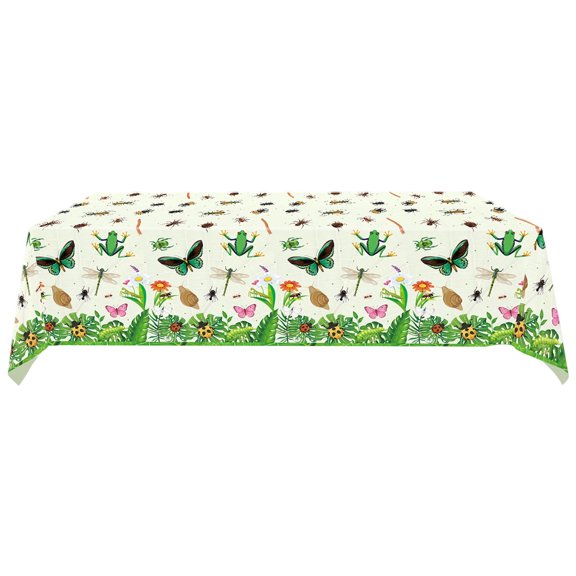 Deeceymbur 108x54 Inch Easter Insect Plastic Tablecloth Party Table Cover for Spring Holiday Events Celebrations