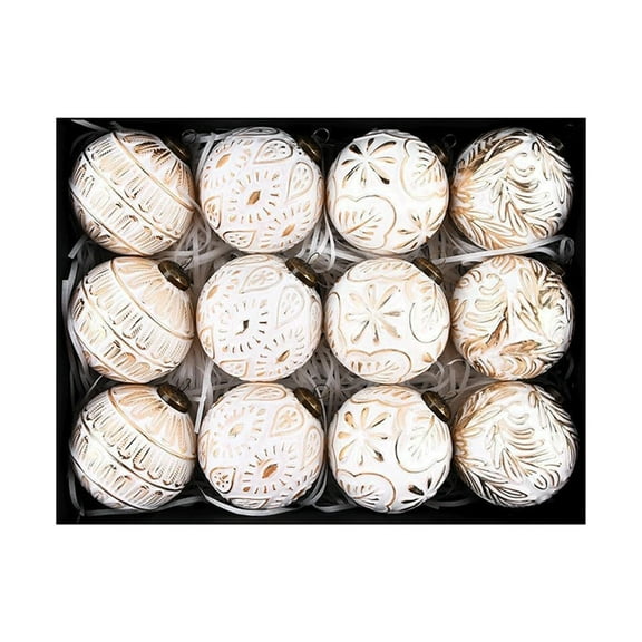 Deeceymbur 12 Pcs Unique Engraved Metallic Christmas Balls Versatile Holiday Decor Accents
