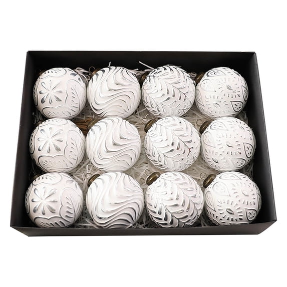 Deeceymbur 12 Pcs Vintage Inspired Christmas Balls Assorted Color Tree Hanging Decor Ornaments Set 3.15Inch