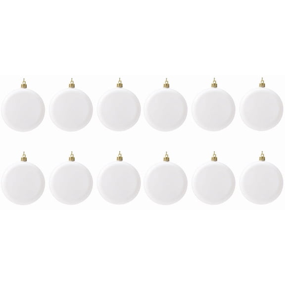 Deeceymbur 12 Piece White Round Christmas Ornament Decorations Plastic Matserial for Tree Hanging Crafting Holiday Decor