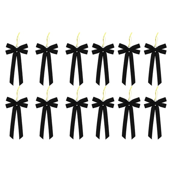 Deeceymbur 12Pcs Velvet Christmas Bows for Tree Wreath Gift Wrap Crafts Wedding Party Home Decoration Mini Bows for Snack Bags Candy Bags Holiday Decor