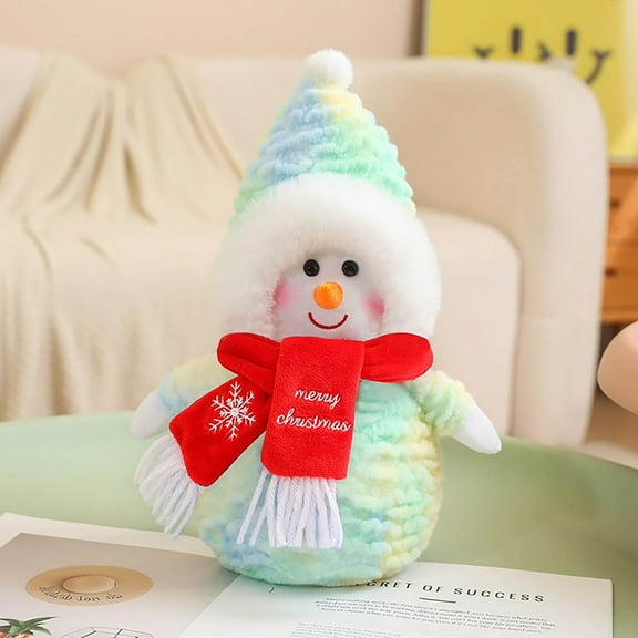 Deeceymbur 13.8in Christmas Snowman Plush Doll with Cute Scarf Soft Stuffed Toy Safe Material Holiday Gift