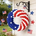 thumbnail image 1 of Deeceymbur 14 Inch Independence Day Patriotic Wreath Fourth July Door Hanger for Porch Wall USA Flag Themed Outdoor Indoor Home Holiday Decor Plastic Red White Blue Star Garland, 1 of 6