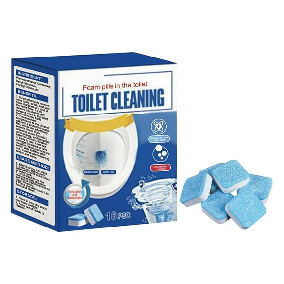 Deeceymbur 16 Pack Toilet Bowl Cleaner Tablets with Bleach - Slow-Releasing Automatic Tank Cleaners for Deodorizing & Descaling, Fights Tough Stains, Universal Fit