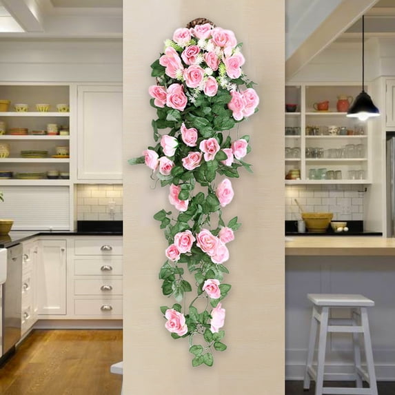 Deeceymbur 2 Pcs 36 In Garland Artificial Roses Flower Garland Hanging Floral Wedding Home Party Arrangement Decoration