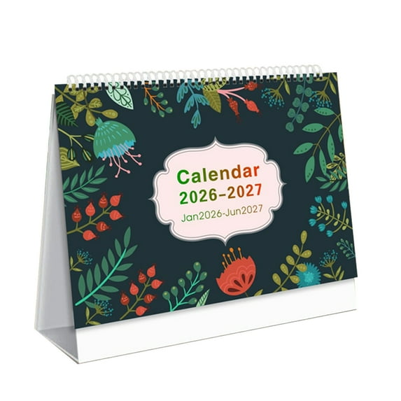 Deeceymbur 2026 to 2027 18 Month Desk Calendar Multinational Holidays Cactus Standing Flip Planner for Home Office Supplies 8.07in